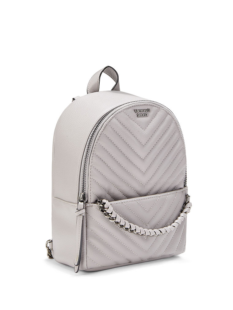 Petit Sac À Dos De Ville Matelassé En V, Grey, large