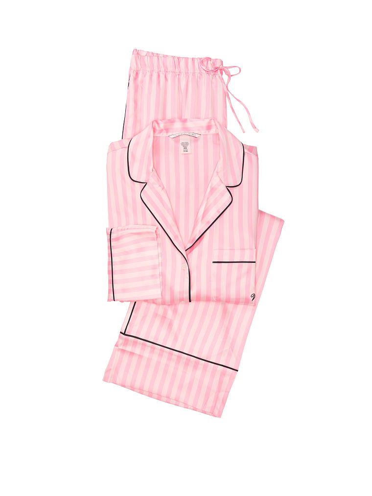 Ensemble Pyjama Long En Satin, Angel Pink Stripe, large