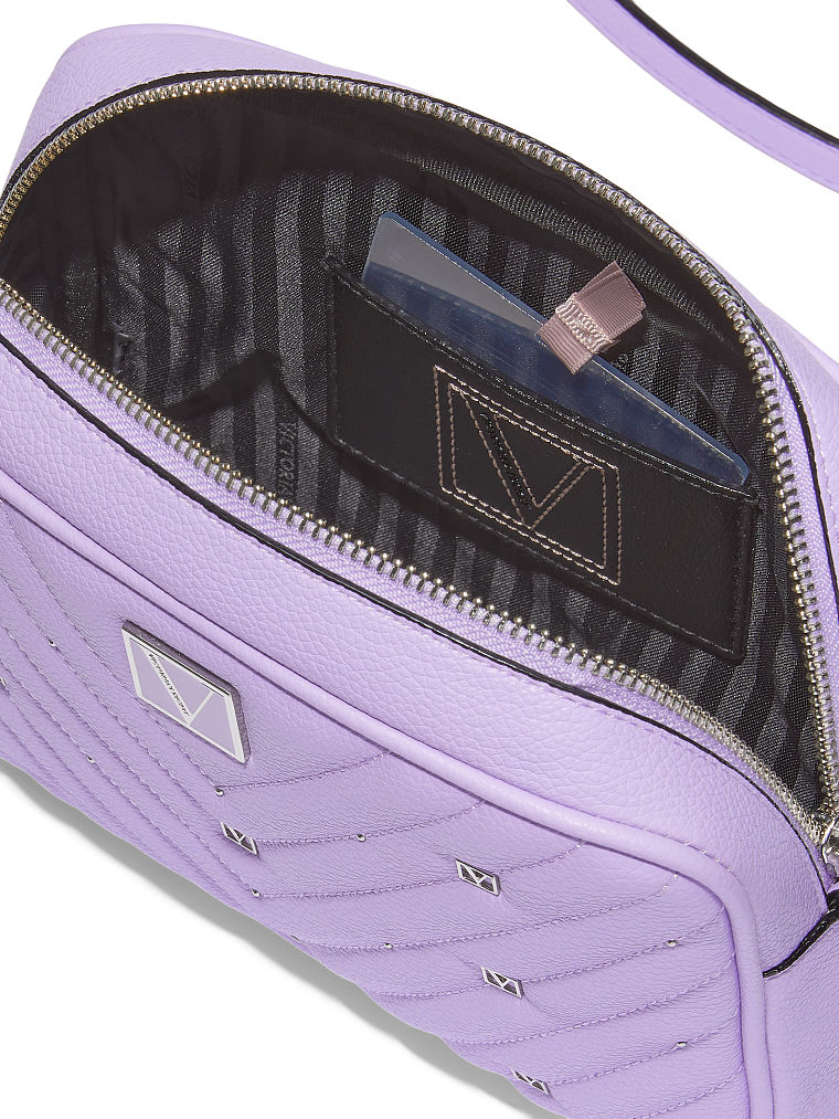 Sac À Bandoulière Victoria Zippé Sur Le Dessus, Lilac Stud, large