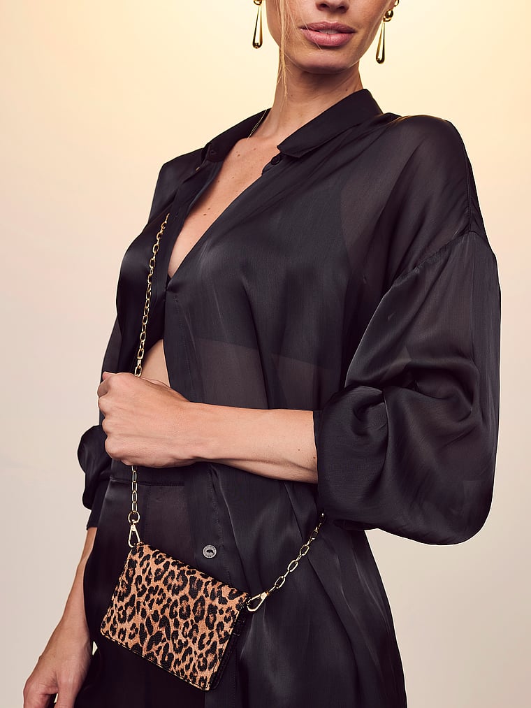 Convertible Chain Wallet, Leopard, large