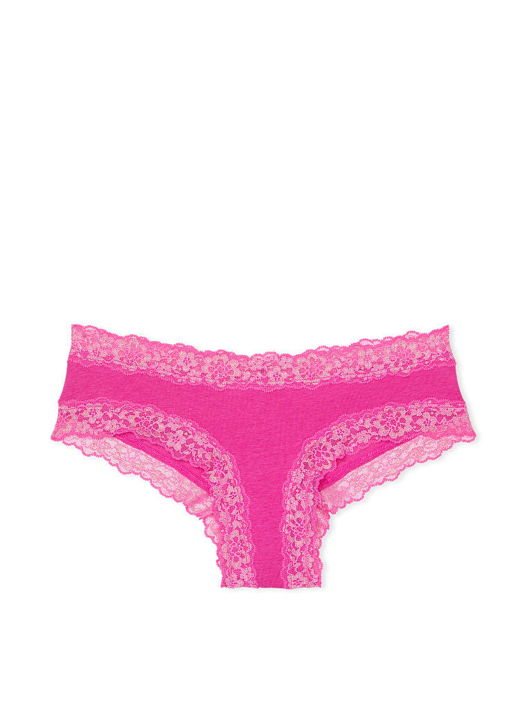 Culotte En Coton Bordée De Dentelle Scintillante, Fuchsia Frenzy, large