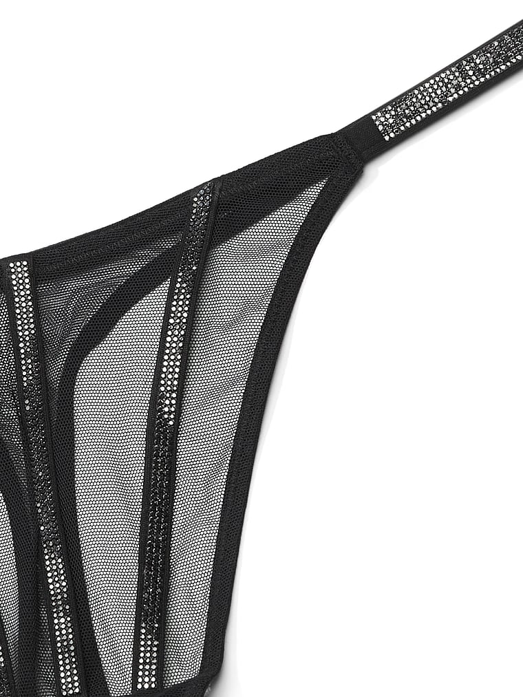 String En Maille Transparente Avec Strass, Black, large