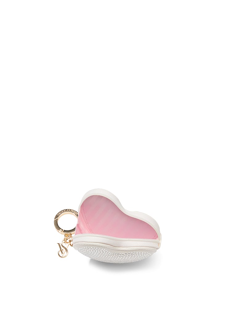 Heart Shine Pouch Keychain, White, large