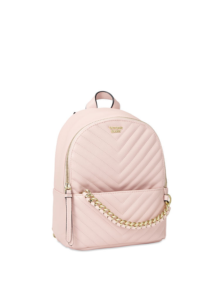 Petit Sac À Dos De Ville Matelassé En V, Blush, large
