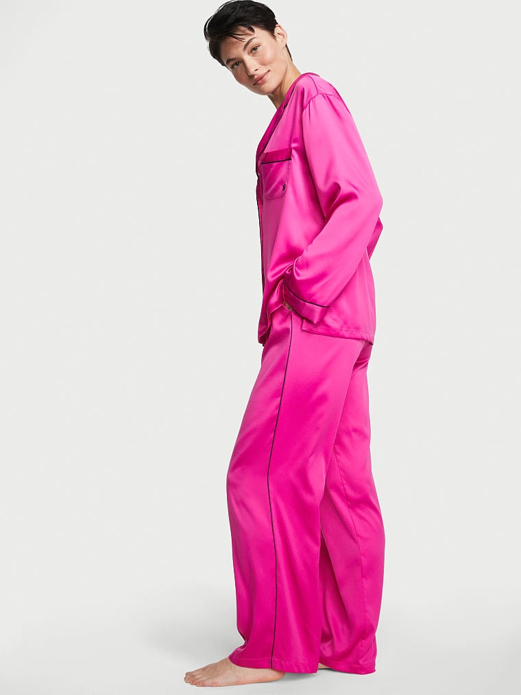 Ensemble Pyjama Long En Satin, Fucshia Frenzy, large