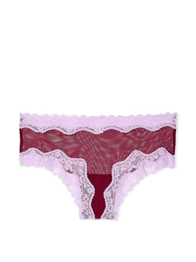 Culotte En Maille Tease Bordée De Dentelle, Campari Red, large
