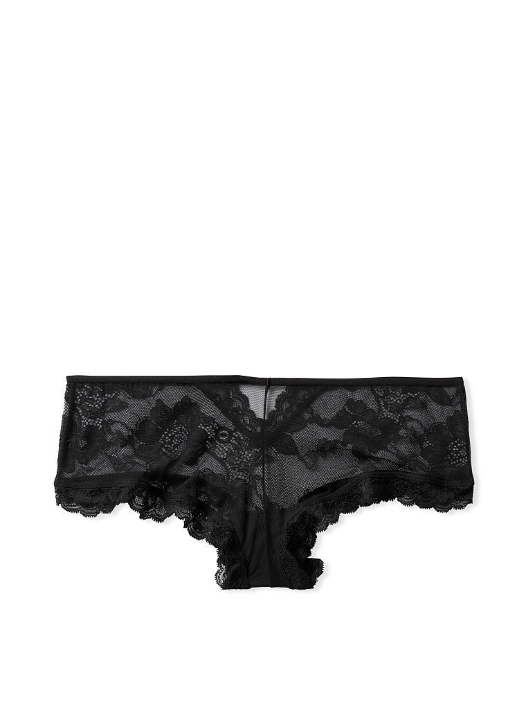 Tanga En Dentelle Et Tulle Transparent À Découpes, Black, large