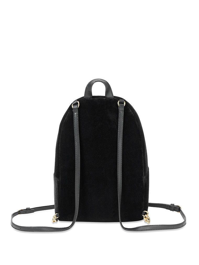 Petit Sac À Dos De Ville En Velours Clouté City, Black, large