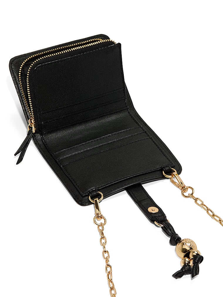 Convertible Chain Wallet, Black Nappa, large