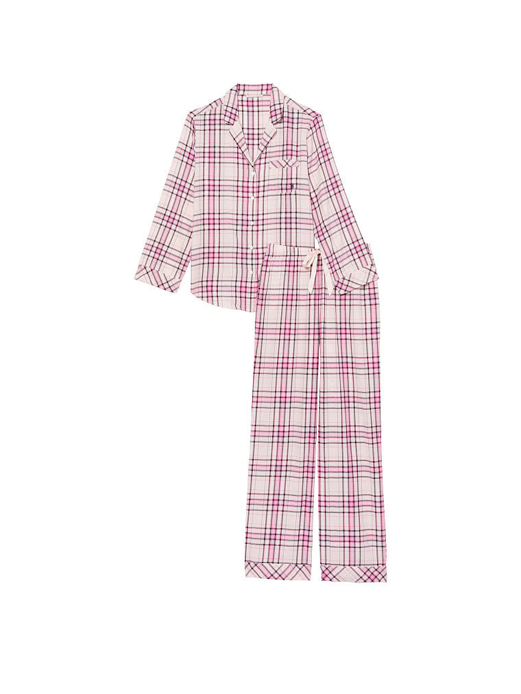 Ensemble Pyjama Long En Flanelle, Pink Plaid, large