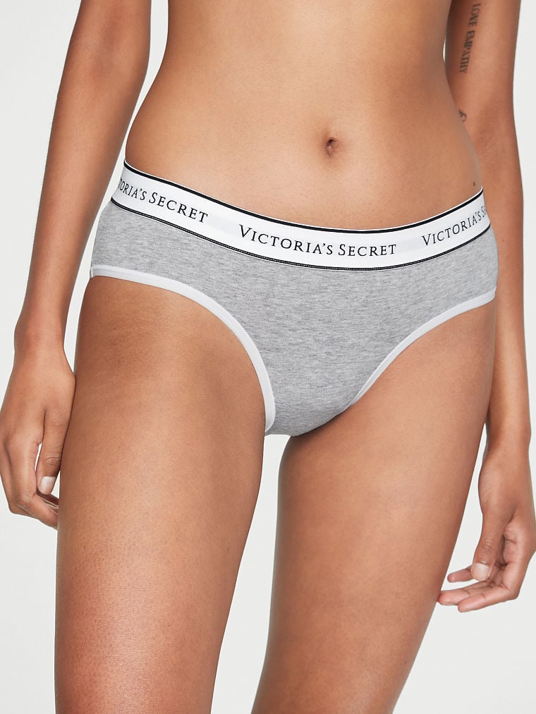 Culotte Haute En Coton Avec Logo, Heather Gray, large