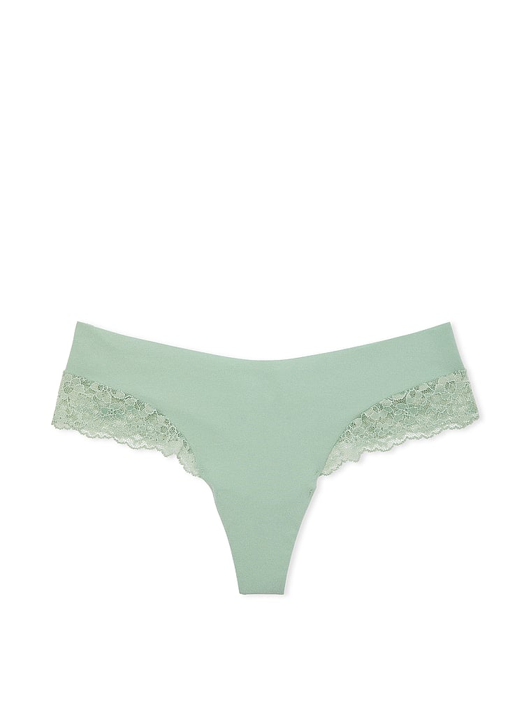 String Invisible Bordé De Dentelle, Green, large