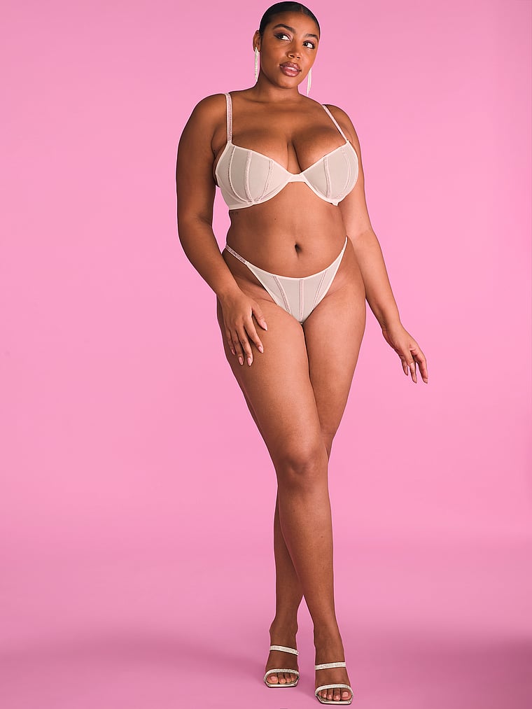 String En Maille Transparente Avec Strass, Angel Pink, large