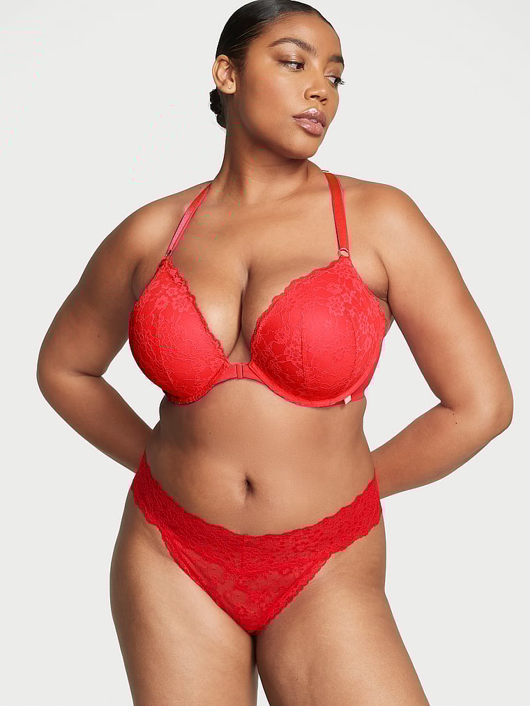 Culotte Brésilienne Broderie Florale Bohème, Lipstick Red, large