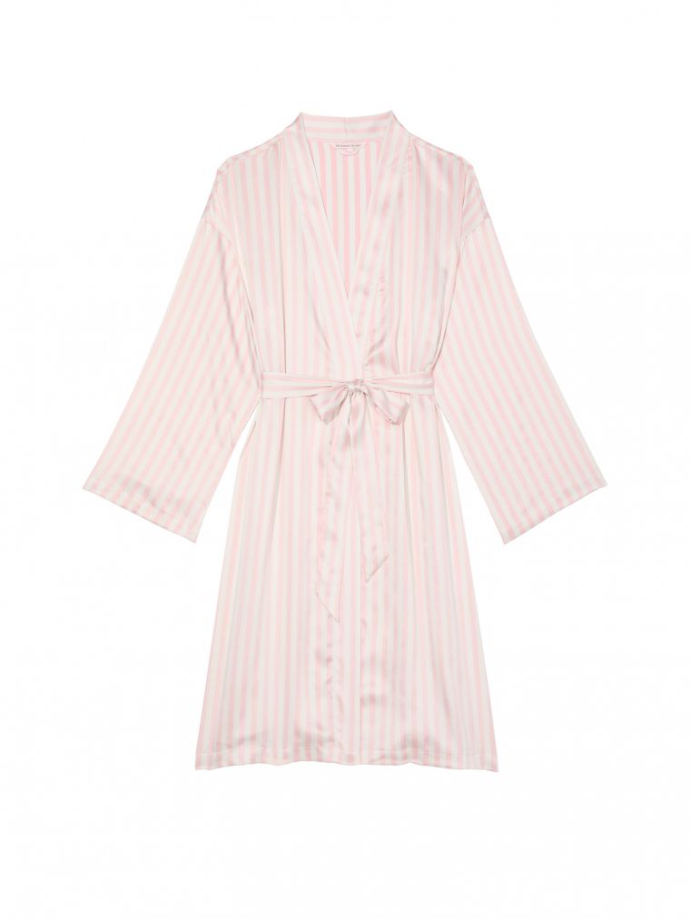 Kimono Midi En Satin, Pink Iconic Stripe, large