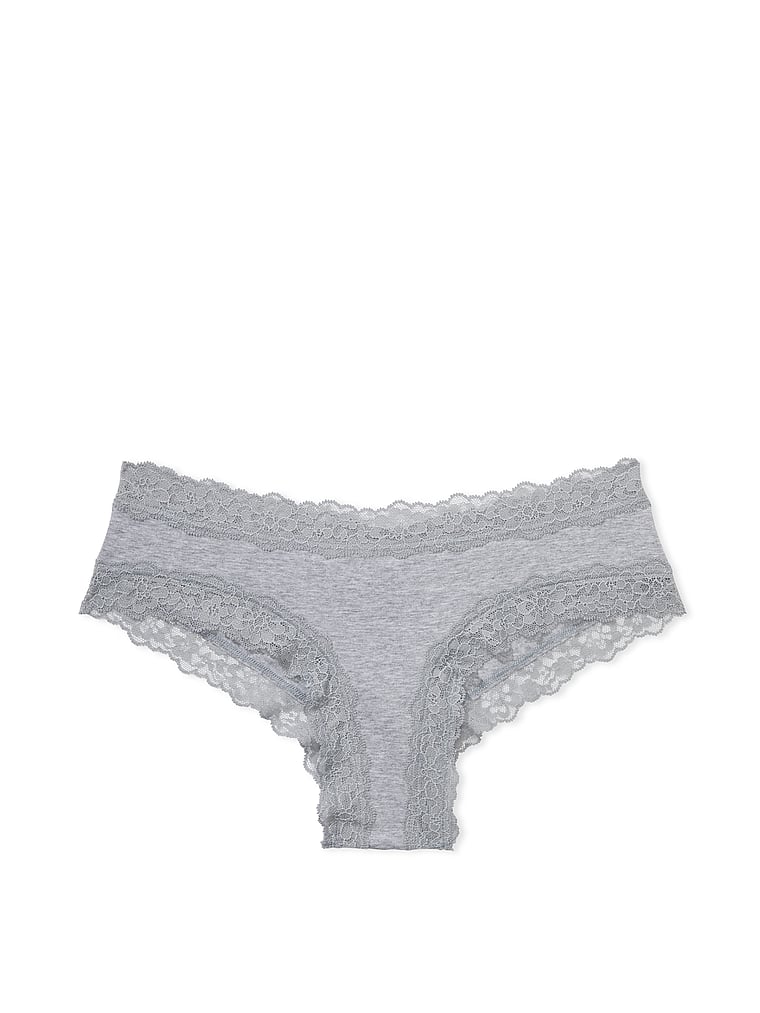 Culotte En Coton Et Dentelle, Heather Grey, large