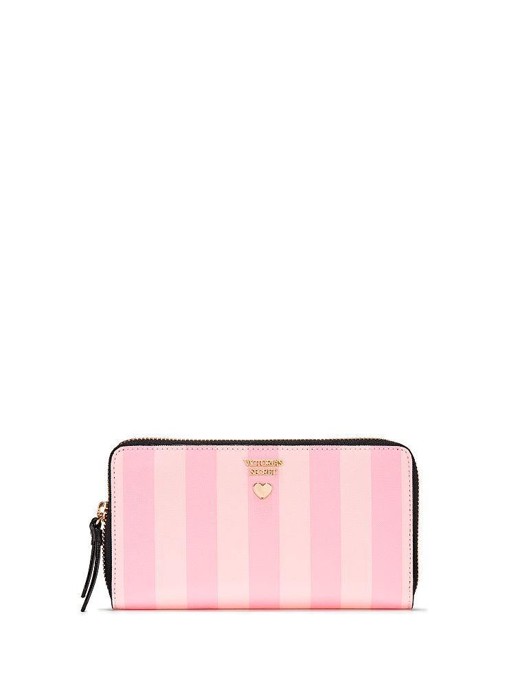 Portefeuille Zippé Bande Logo, Pink, large