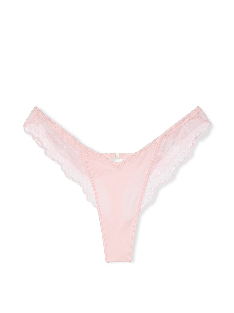 String Sexy Échancré Et Bordé De Dentelle Avec Motif De Roses, Angel Pink, large