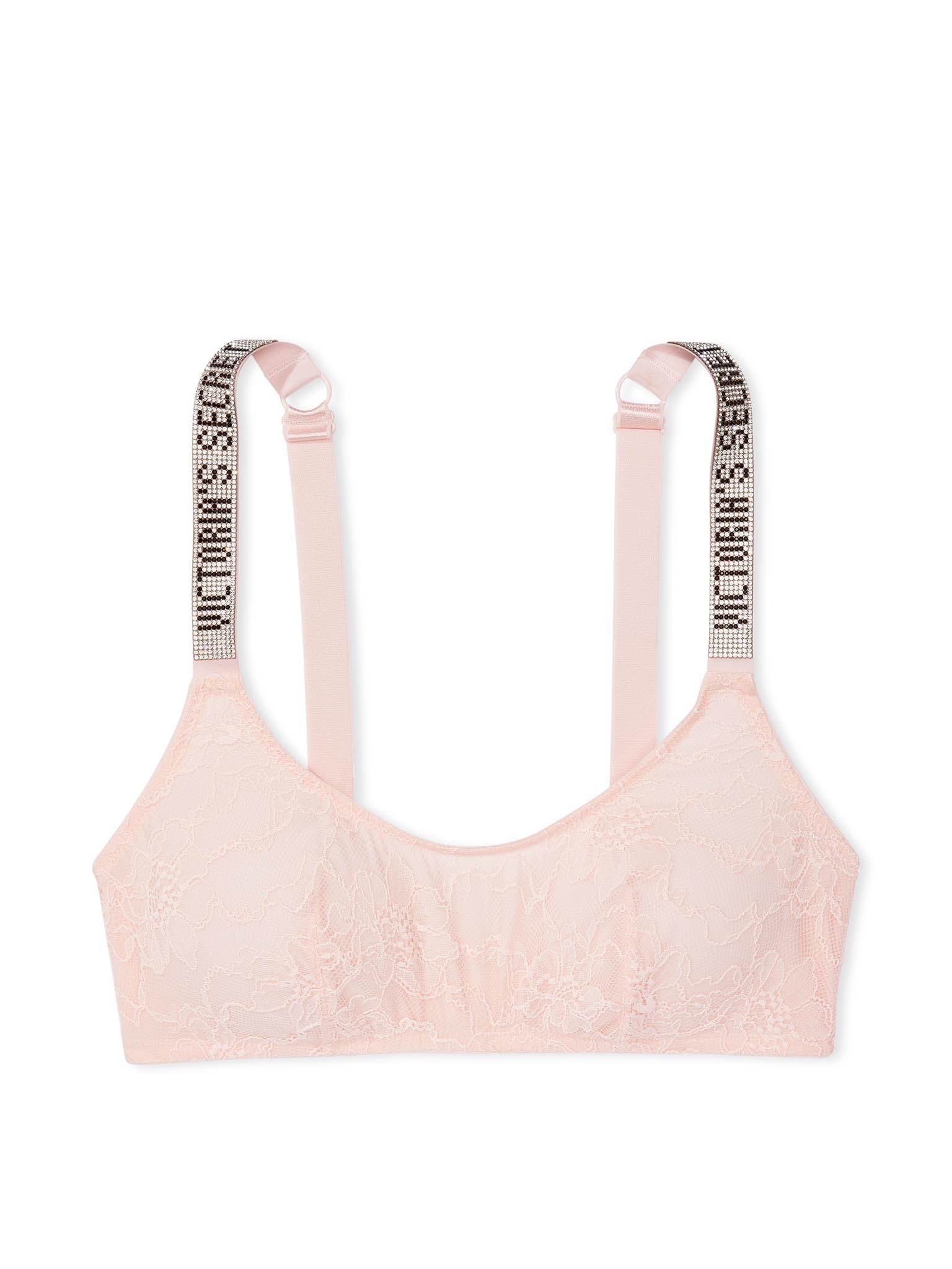 Brassière À Encolure Dégagée Avec Bretelles Brillantes, Purest Pink, large