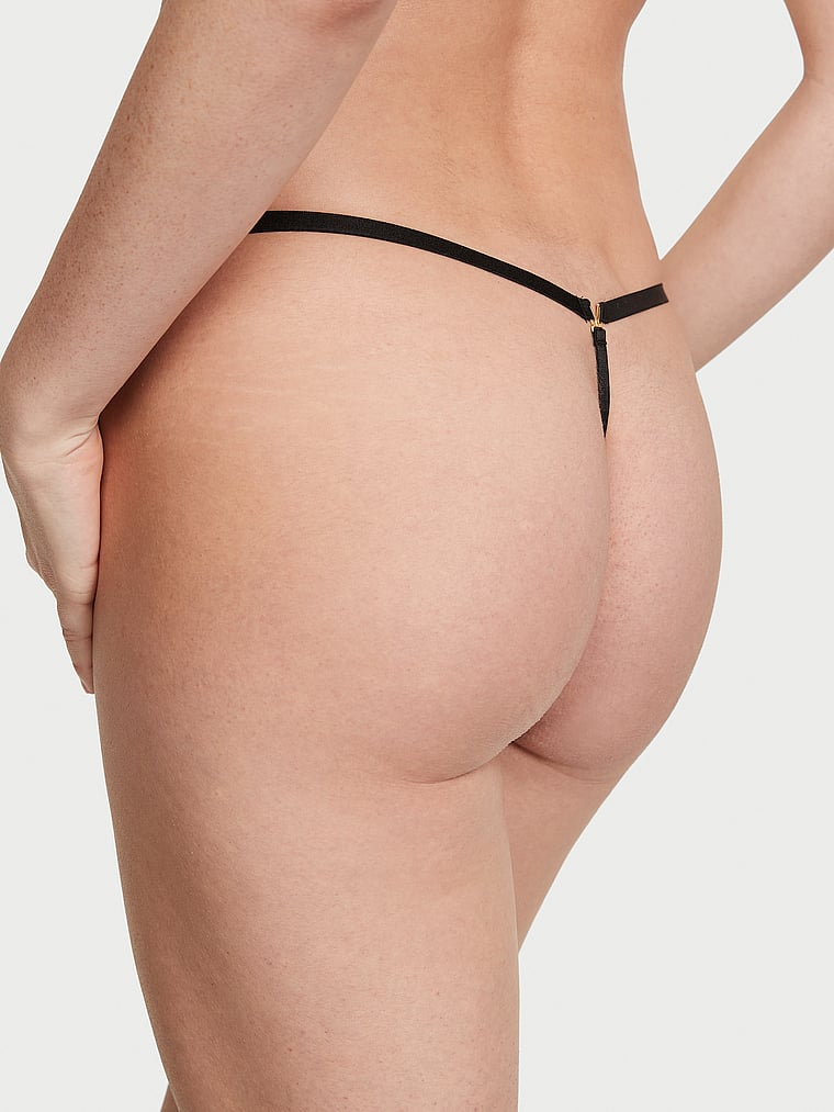 V-string Ajustable En Dentelle, Black, large