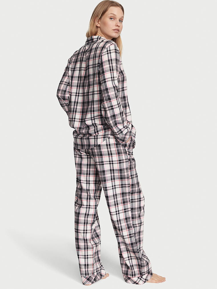 Ensemble Pyjama Long En Flanelle, White/Lipstick Heritage Plaid, large