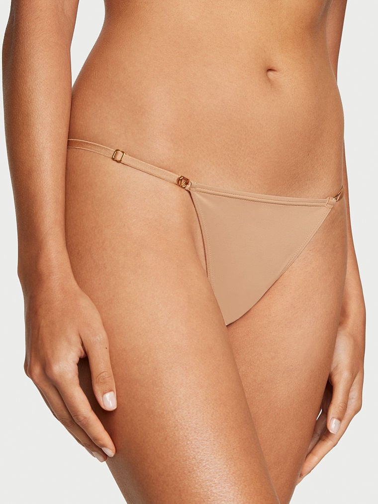 Slip Brésilien Avec Lanières Réglables, Praline, large