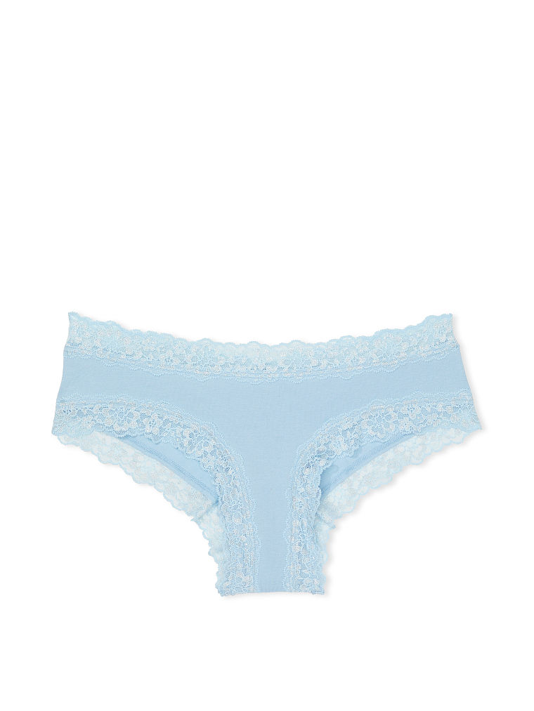 Culotte En Coton Bordée De Dentelle Scintillante, Blue Topaz, large