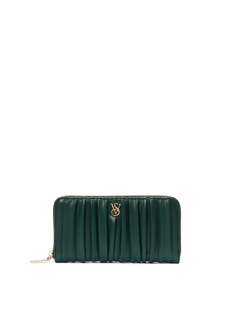 Portefeuille Zippé Grand Format, Black Ivy Pleated, large