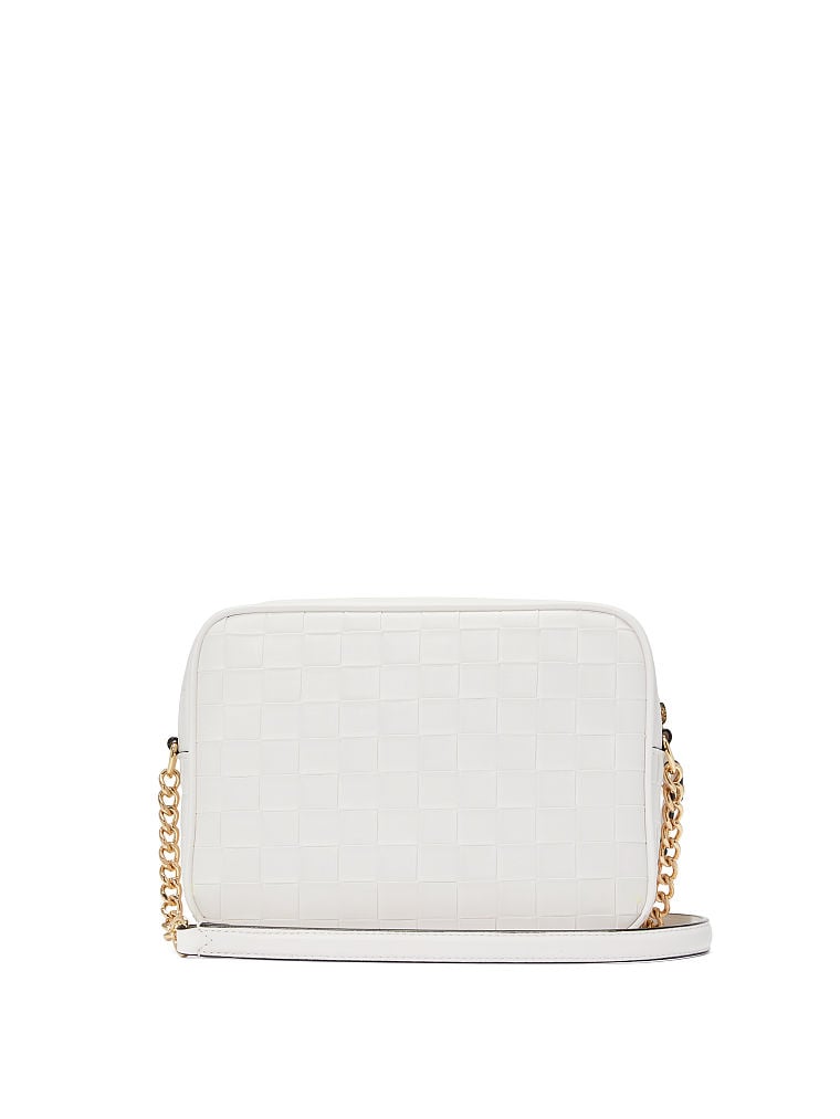 Sac À Bandoulière Victoria Zippé Sur Le Dessus, White Woven, large