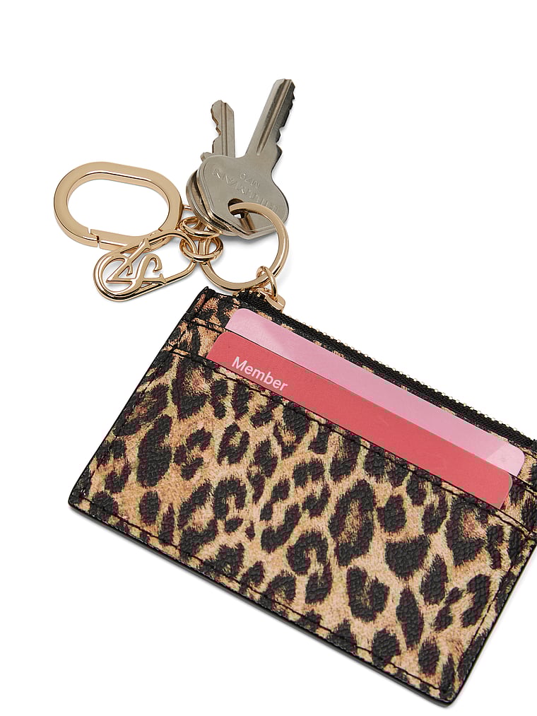 Classic Card Case Keychain, Leopard, large